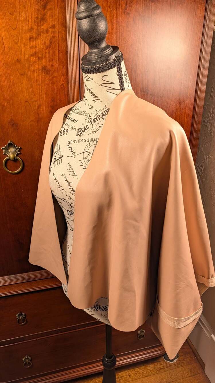 Lot of 2 PLANET By Lauren G Vegan Leather Capes Poncho Pack Black Tan OS - Picture 8 of 16